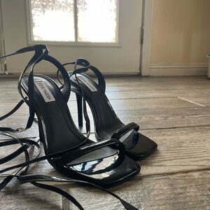 Steve Madden Glossy Black Lace-Up Heels
